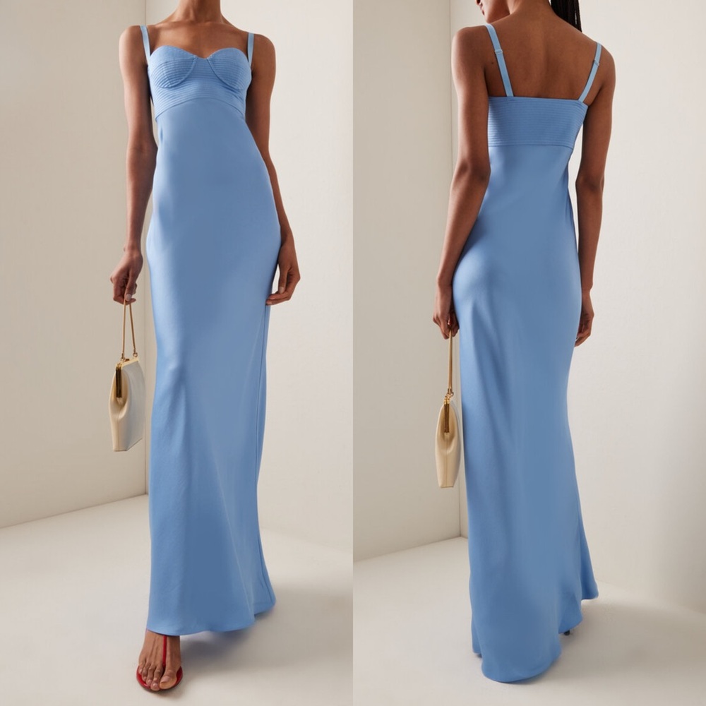 Anna October Cup-Detailed Satin Dress Light Blue